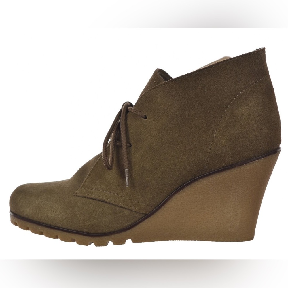 Kelsi Dagger FANETTA Womens Booties US 8.0M Green Suede Wedge Casual Ankle